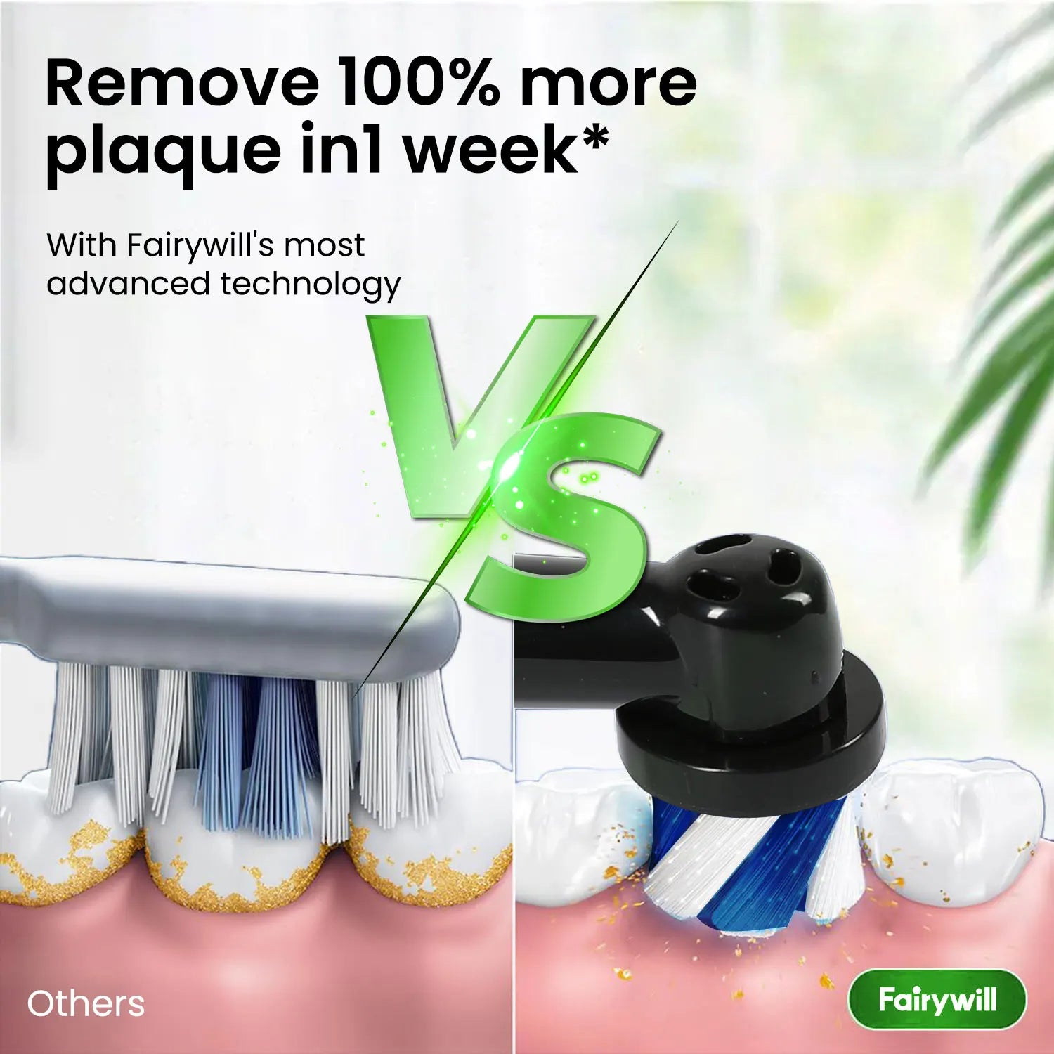 Electric Toothbrush T2233Powerful Rotation Cleaning 4 Replacement Heads Rechargeable Sonic Toothbrush for Adults