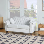 Mid-Century Modern PU Upholstered 2 Seater Sofa