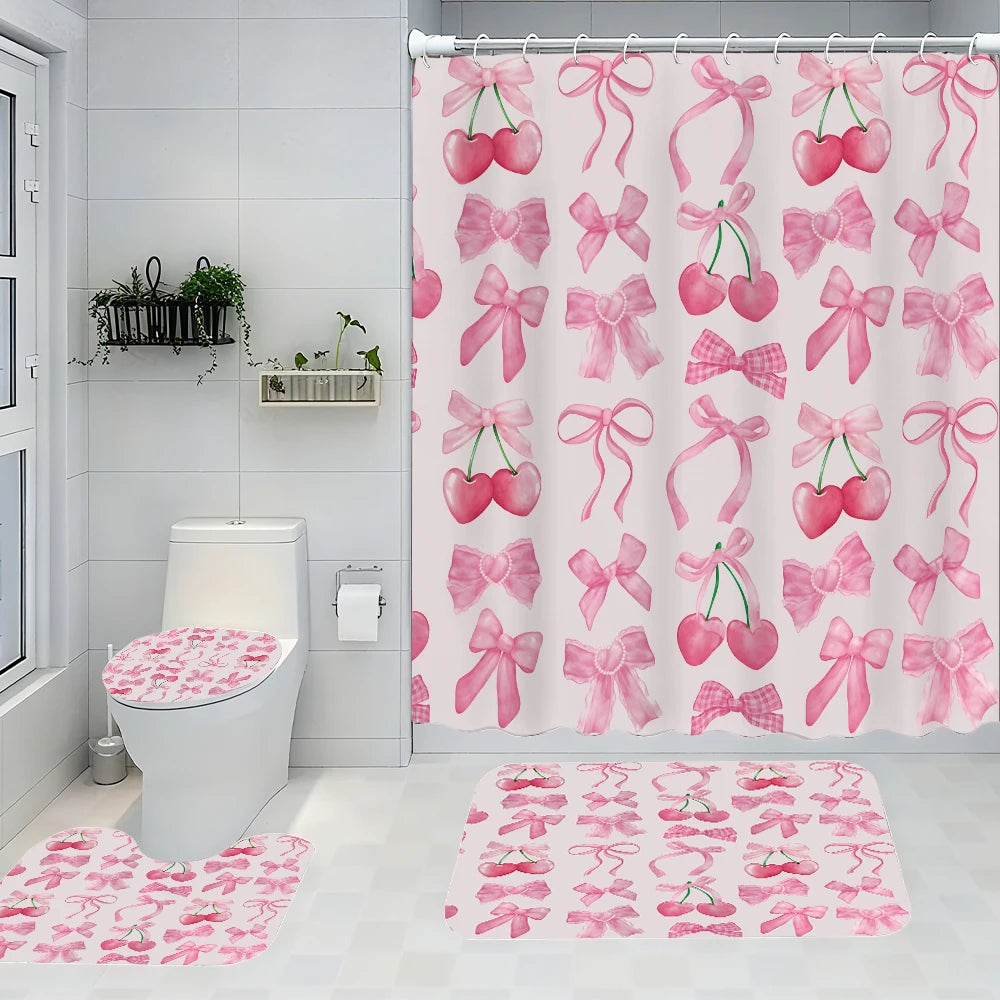 Pink Cherry Bathroom Four-piece Set