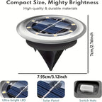 16/24 Sets Of 8-LED Outdoor Solar Small-sized Stainless Steel Floor Lamps, IP44 Waterproof, Solar Garden Lights, LED Landscape Lights, Suitable for Lawns, Courtyards, Decks, Terraces, Walkways, And Walkway Lighting (cold Whit