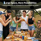 13FT Pop Up Gazebo 6-Sided Outdoor Canopy Tent With Mosquito Netting Removable Roof Wind Sidewalls
