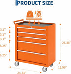 5 Drawer Rolling Tool Chest with Wheels, Locking Tool Storage Cabinet Cart with Drawer Liners, Portable Metal Toolbox Organizer for Garage Workshop Repair