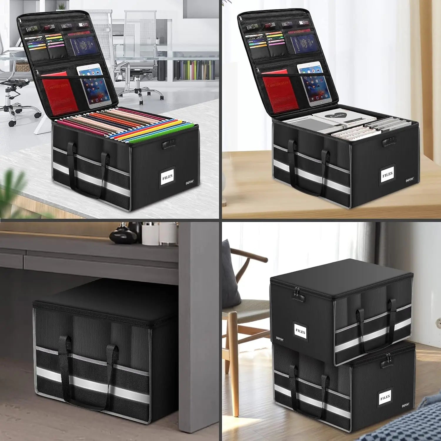 Fireproof Document Box with Lock, Water-Resistant Storage