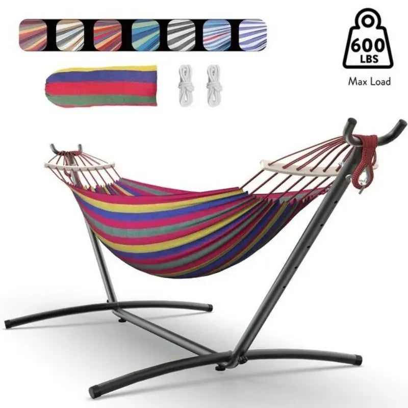 Hammock with Adjustable Stand- Stylish Storage Bag, 600lb Capacity