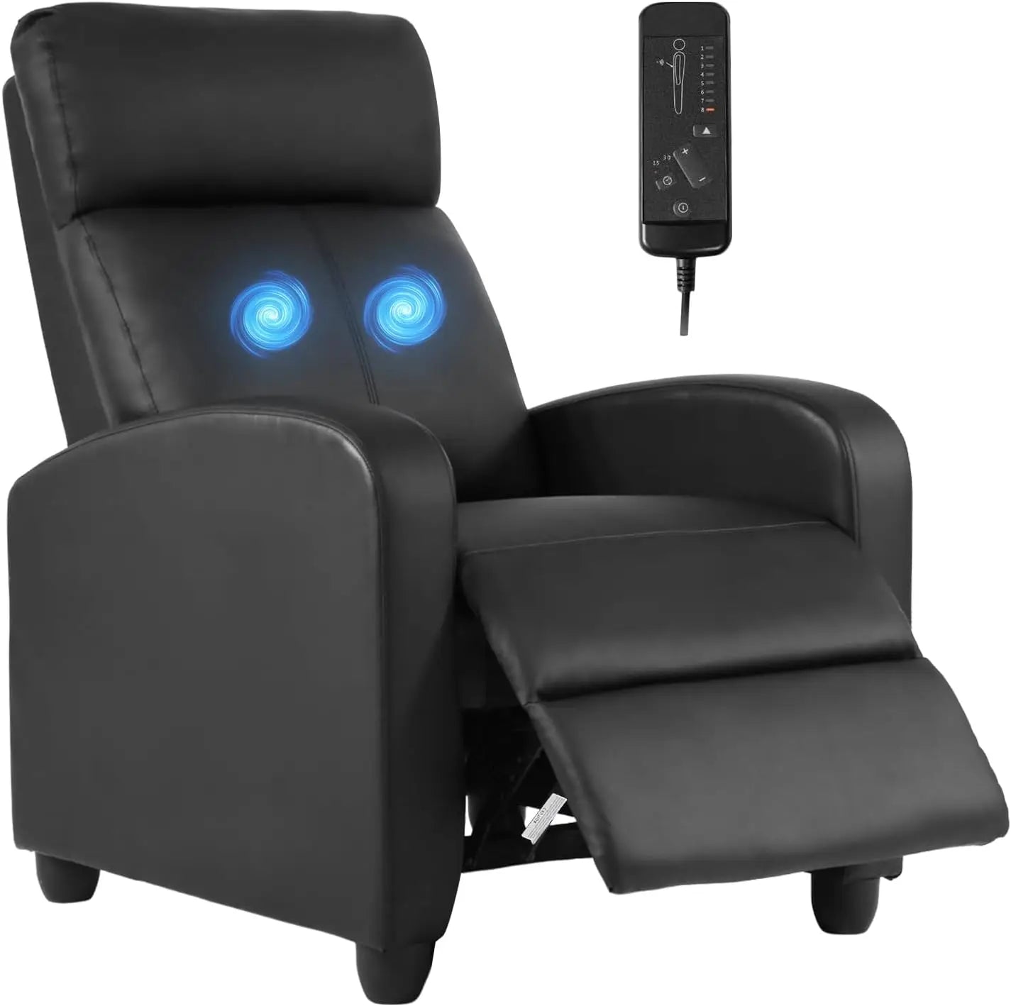 Massage Recliner with Lumbar Support and Adjustable Backrest