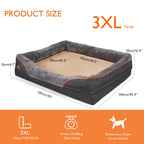 L XL 2XL 3XL Dog Bed, Super Soft Orthopedic Foam Pet Bed with Cotton-padded Bolster and Removable Cover