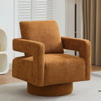 Upholstered Swivel Accent Chair Set of 2 Linen Open Back Barrel Chair with Pillow