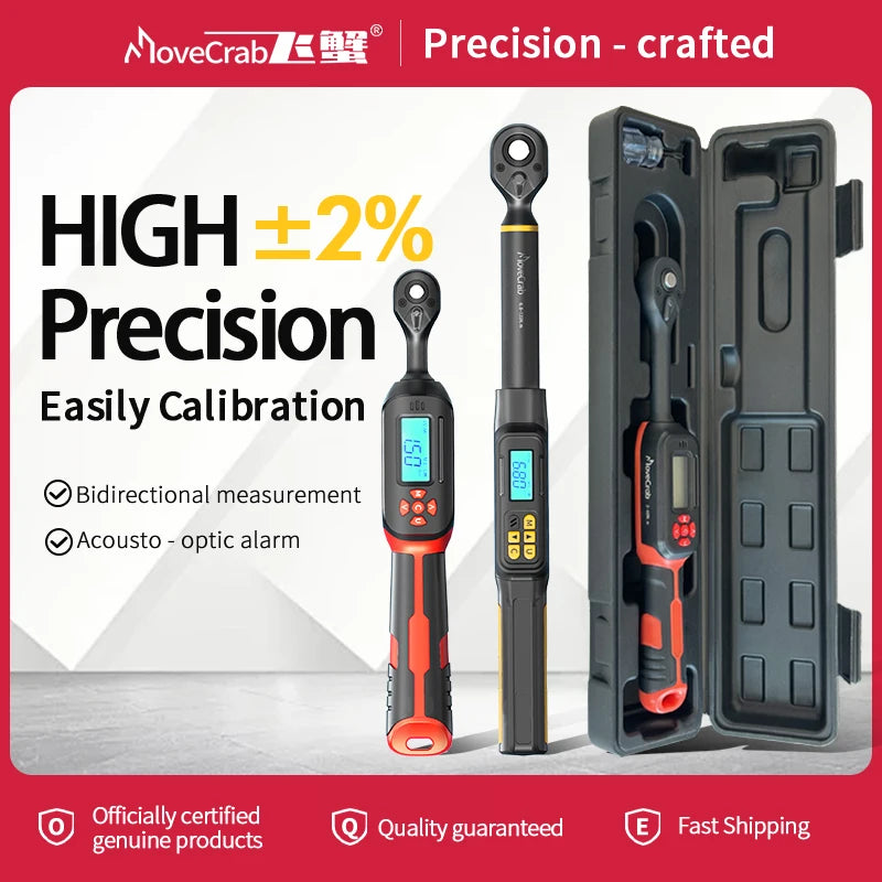 Digital Torque Wrench 1-340N.m 2% Accuracy Preset & LED/Buzzer Alerts for Bike Motorcycles Automotive Mechanical Tool