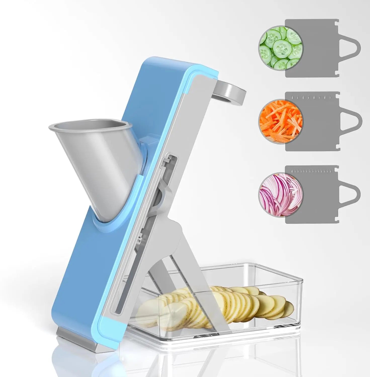 Vegetable Fruit Mandoline Slicer Manual Cutter 4-in-1 Slicing Machine with Thickness Adjuster