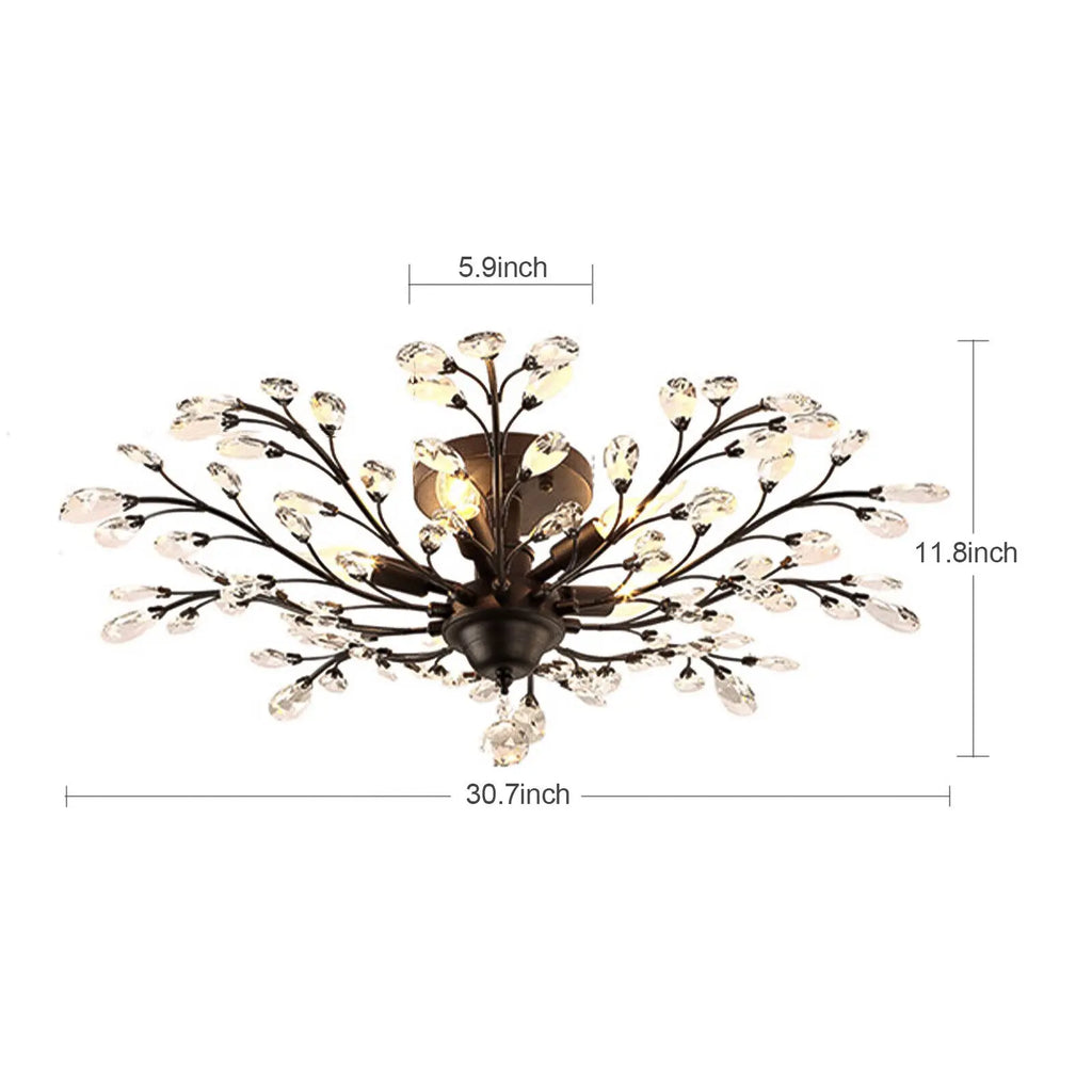 5-Lights Crystal Chandelier Light Branches Ceiling Pendant Lamp