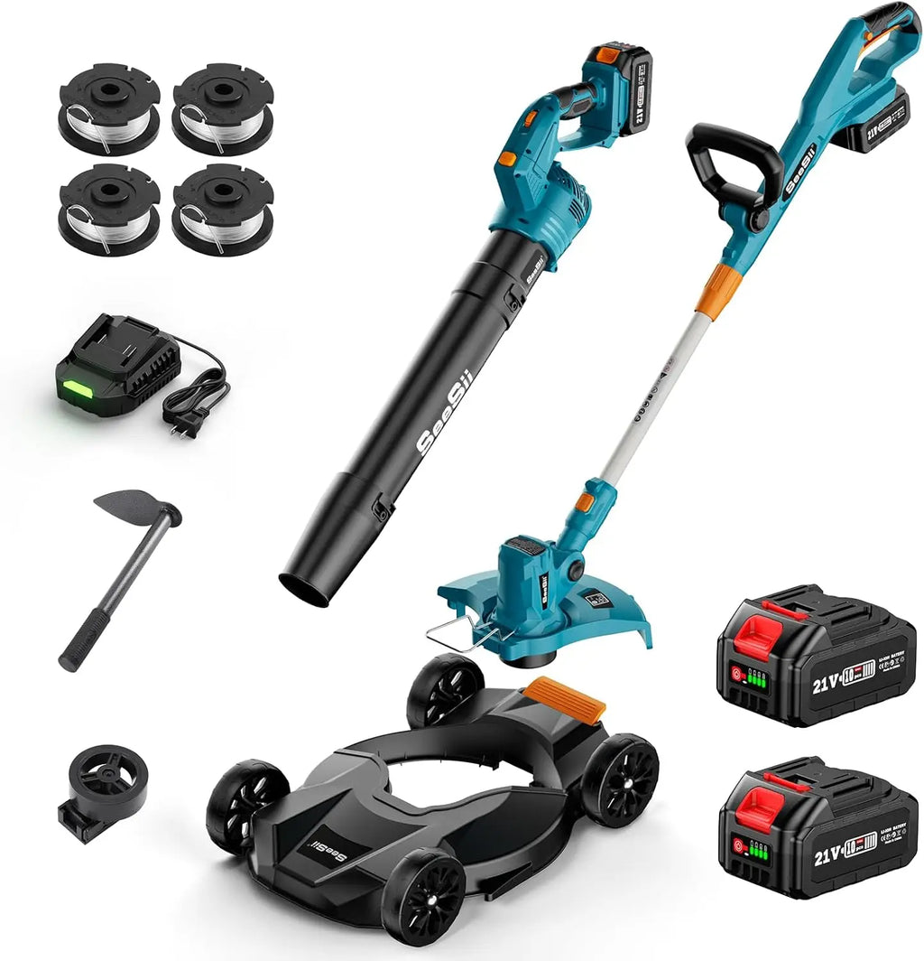 3 in 1 Cordless Weed Wacker Grass Eater 12"Lawn Mower 5-Speed for Yard