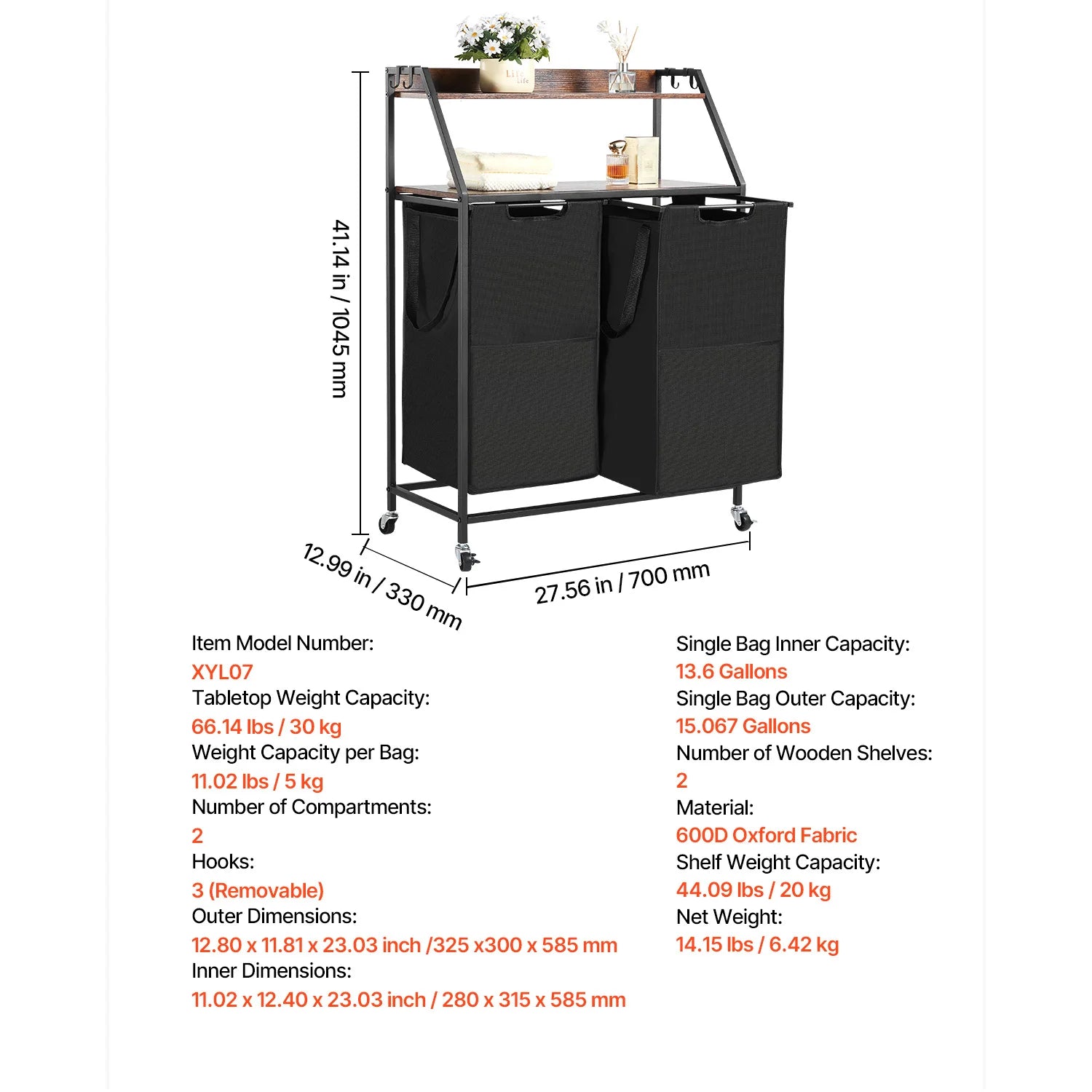 Large Laundry Hamper with Metal Frame