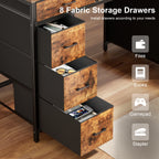 Computer Desk with 8 Storage Drawers, Adjustable Monitor Stand, Writing Desk with LED Lights & USB Power Outlets