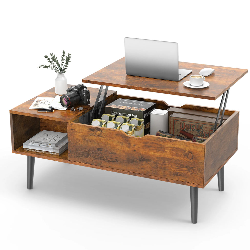 Lift Top Coffee Tables For Living Room 39.37"x19.7" Wood Dining Tables Adjustable Storage Shelf Easy Lift Or Lower