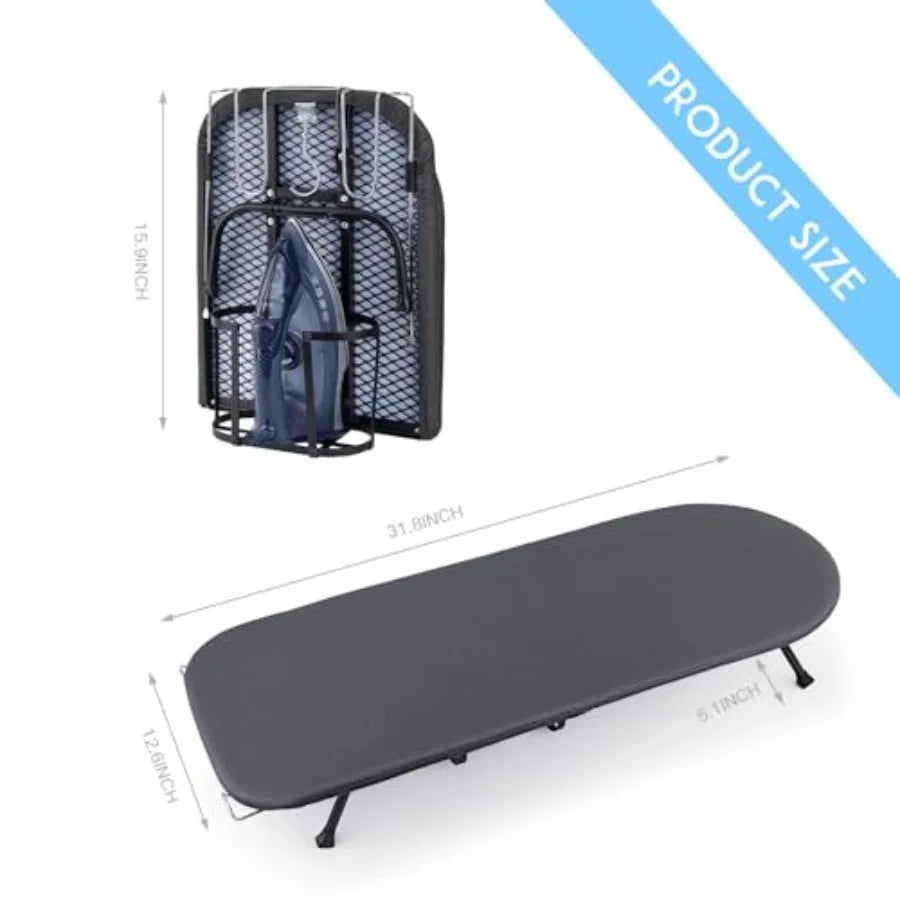 Small Ironing Board, Foldable Table Top Ompact Portable Mini Ironing Board w/Iron Rest, Set for Dorm Rooms, RVs, Travel