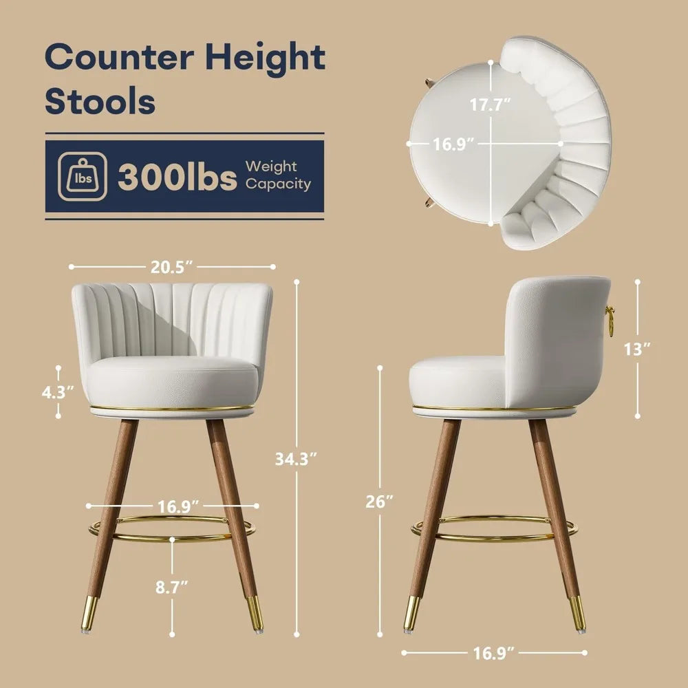 Counter Height Bar Stools Set Of 2, Swivel, Padded