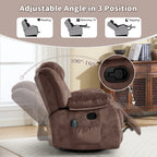 Massage Rocker Recliner with Heat and Vibration, 360 Degree Swivel Manual Antiskid Fabric Single Sofa Heavy Duty Reclining Chair