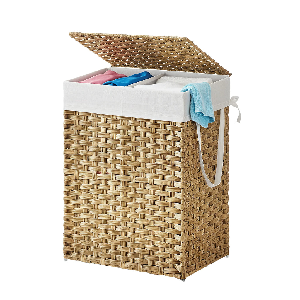 Laundry Hamper with Lid, 90L Clothes Hamper with 2 Removable Liner Bags, 6 Mesh Bags