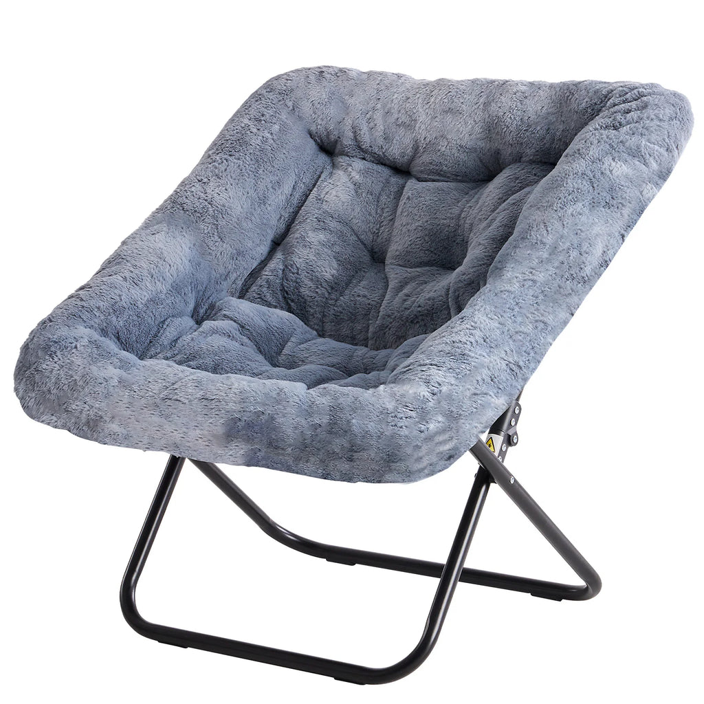 28IN Cozy Saucer Chairs Soft Faux Fur Large Size Folding Lounge