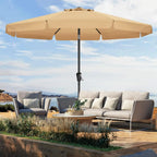 11ft Khaki Patio Umbrella with 8 Ribs for Outdoor Table Market - Durable and Stylish