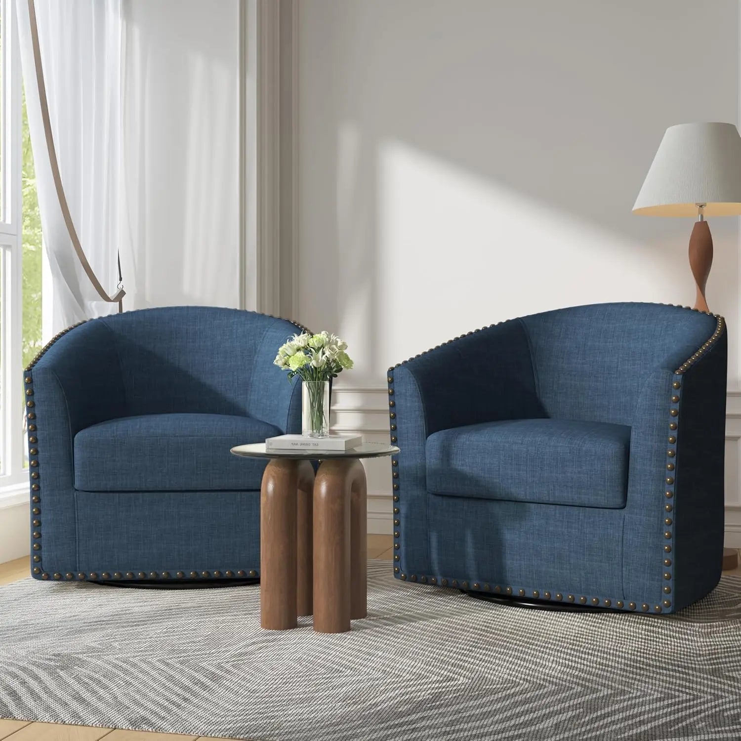 360° Swivel Barrel Accent Chairs Set of 2