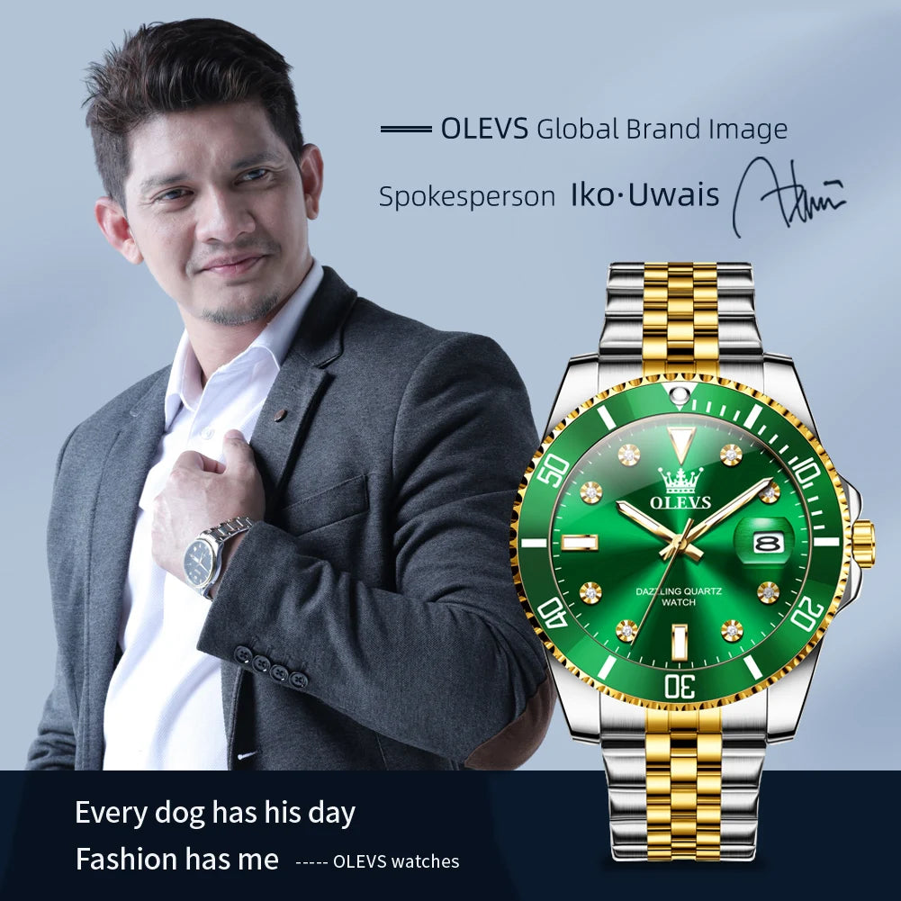 Men's Original Waterproof Automatic Date Rotation Ring Luxury Brand Diving Quartz