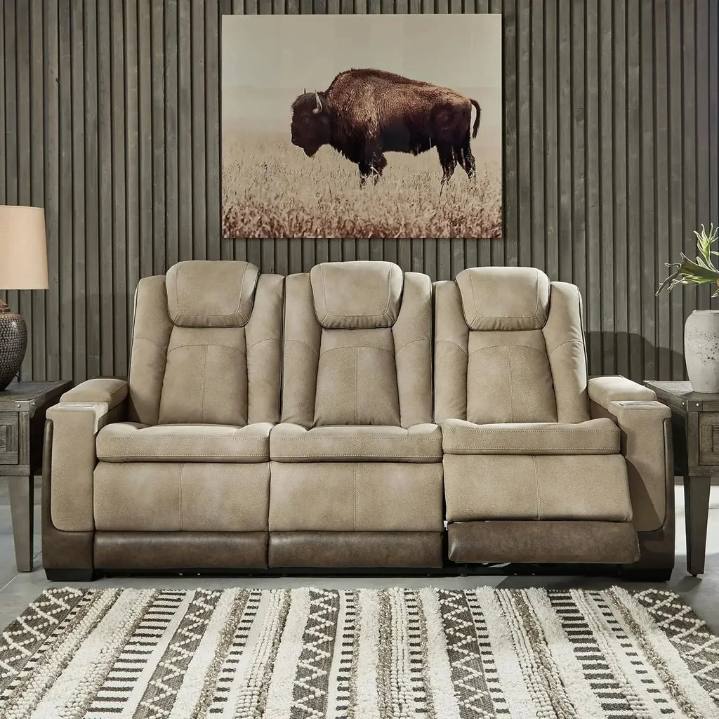 Power Reclining Sofa with Adjustable Headrest
