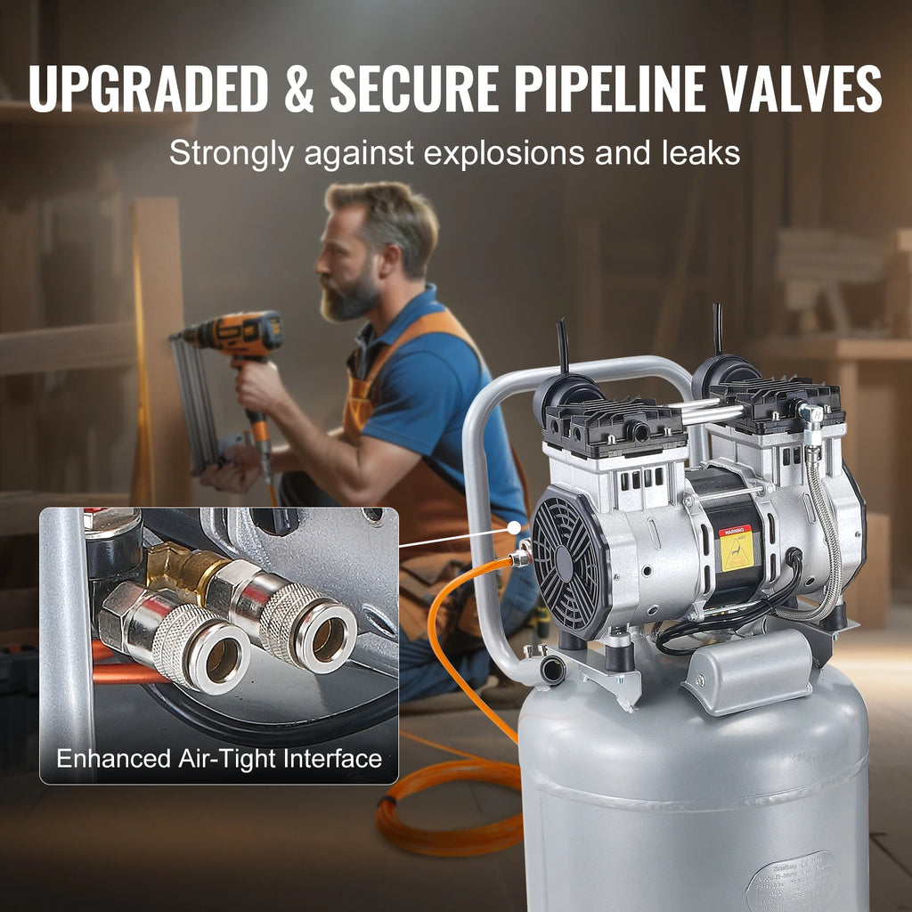 13 Gallon Air Compressor 2HP Oil Free Air Compressor Tank with 125PSI Max Pressure
