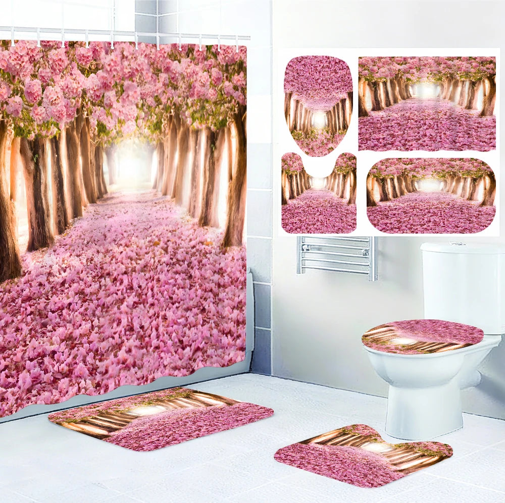 Pink Forest Bathroom Four-piece Set