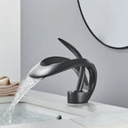 Waterfall Creative Bathroom Basin Faucet Sink Faucet Deck Mounted Hot Cold Water Mixer Crane Brass Body Single Hole Taps