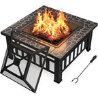 Devoko Outdoor Fire Pit, 32 Inch Firepit Table Metal Outdoor Fireplaces with Waterproof Cover