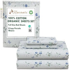100% Cotton Organic Percale Sheets Size Crisp Cooling Bed Sheets for Hot Sleepers, Deep Pocket 15", Soft Peach Finish
