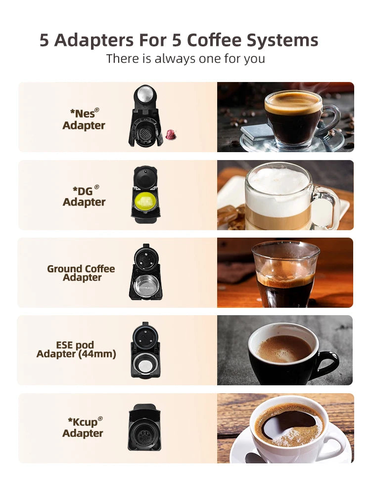 Multiple Capsule Coffee Machine, Hot/Cold Dolce Gusto Milk Nespresso Capsule ESE Pod Ground Coffee
