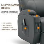 Recliner Chair with Massage and Heat, 360° Swivel Rocking Chairs for Adults, Remote Control and Cup Holder