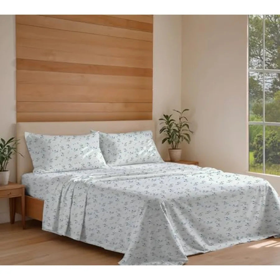 100% Cotton Organic Percale Sheets Size Crisp Cooling Bed Sheets for Hot Sleepers, Deep Pocket 15", Soft Peach Finish