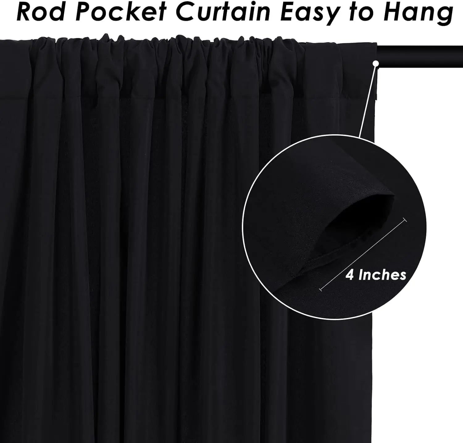 30ft x 10ft Black Backdrop Curtains