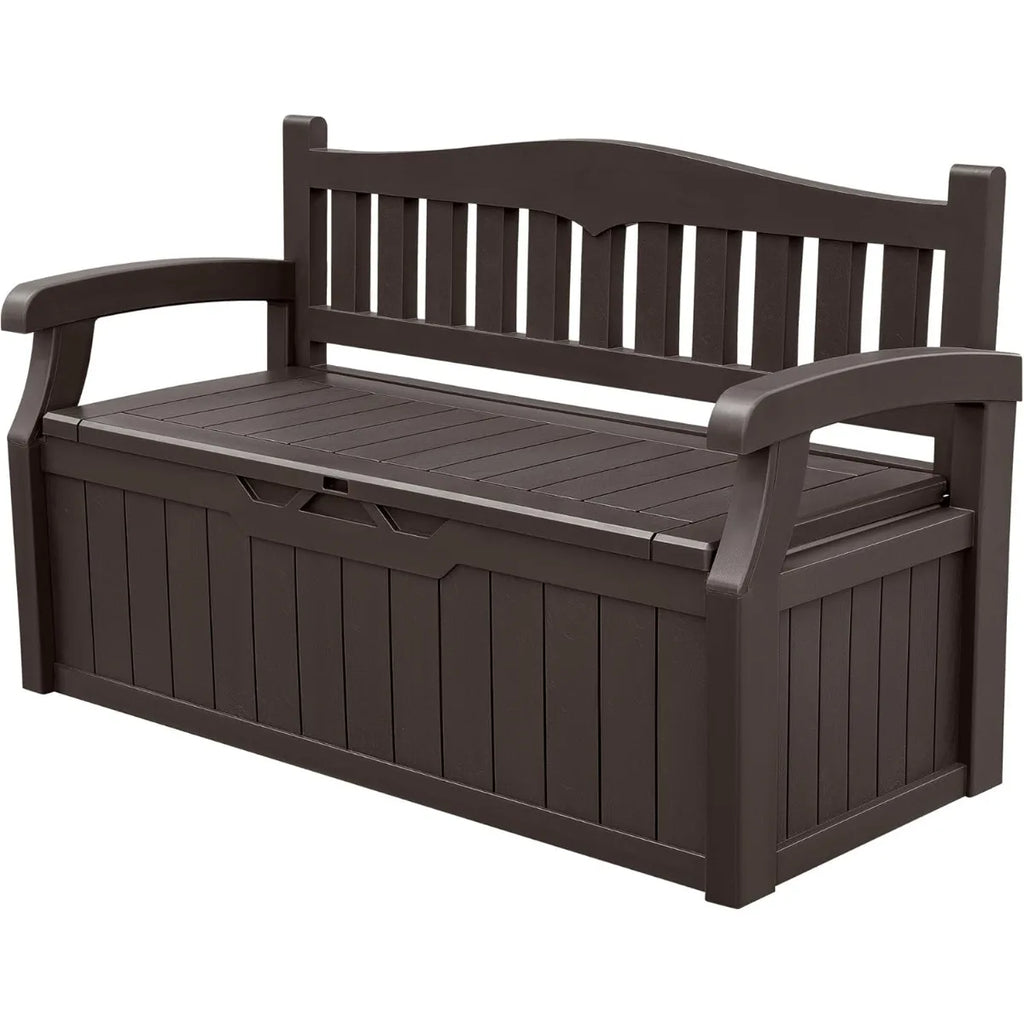 Devoko 80 Gallon Lockable Storage Bench Deck Box, Outdoor Seating & Patio Furniture Storage for Cushions & Garden Tools, Black