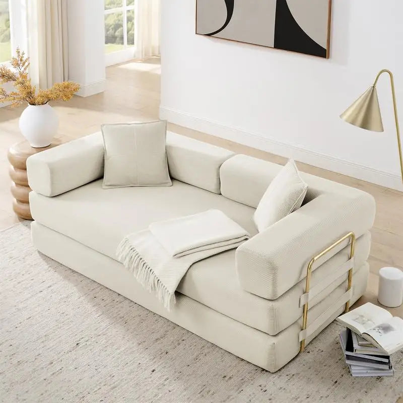Convertible Sofa Bed, Modern Fold-Out Couch with Removable Backrest