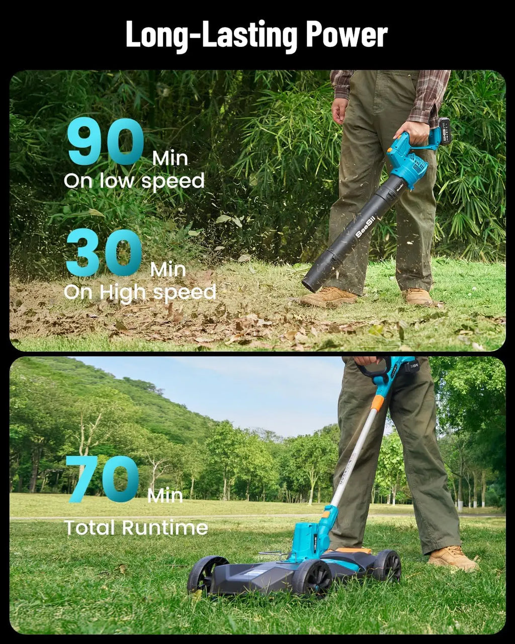 3 in 1 Cordless Weed Wacker Grass Eater 12"Lawn Mower 5-Speed for Yard