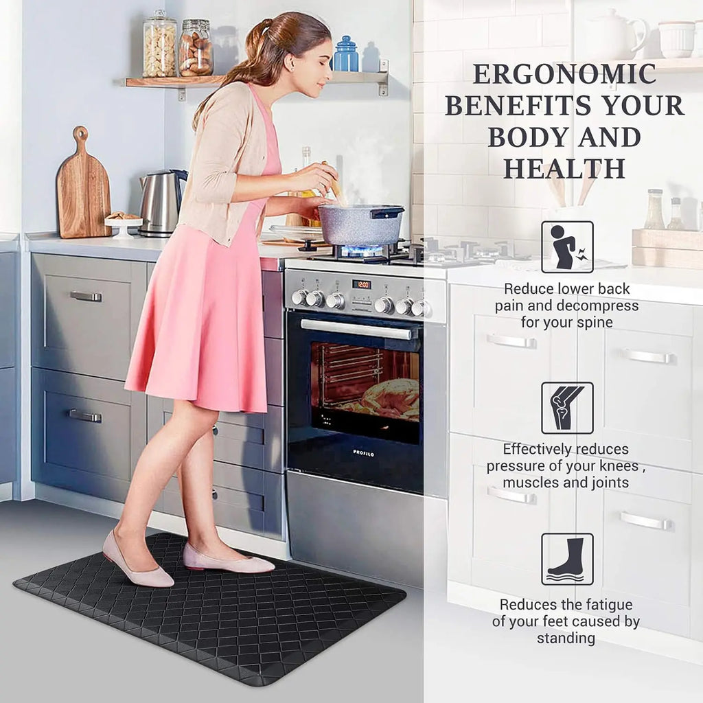 Cushioned Anti-Fatigue Floor Mat, 17.3"x28", Thick Waterproof Non-Slip Rug for Kitchen, Office, Laundry