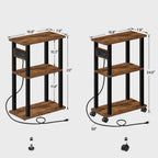 Small Narrow Side Table with Charging Station