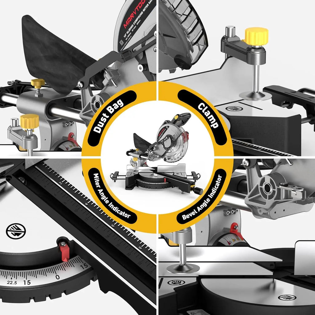 12-Inch Dual-Bevel Sliding Compound Miter Saw, 3800RPM, 0-45°, 15 Amp