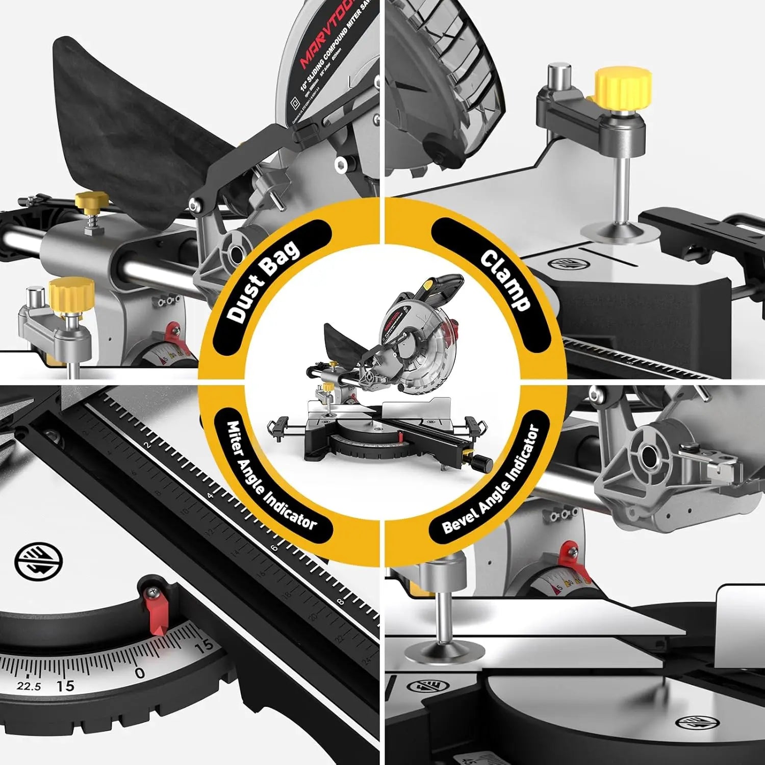 12-Inch Dual-Bevel Sliding Compound Miter Saw, 3800RPM, 0-45°, 15 Amp
