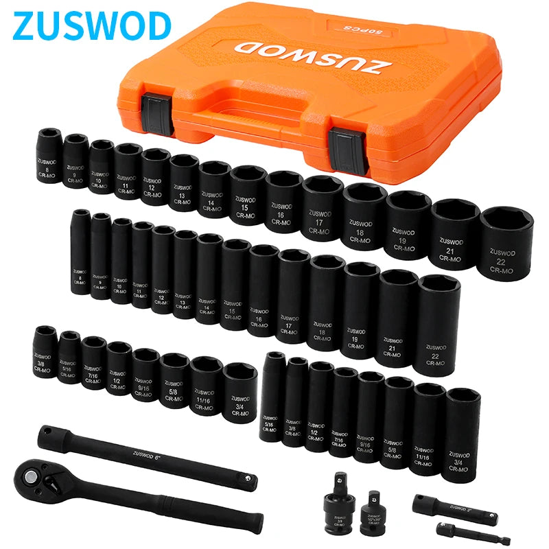 Ratchet impact socket tool set, 3/8 inch drive, CR-V material, high-end professional car repair tool, one-stop solution for home car, motorcycle, bicycle and other repair projects, preferred by DIY enthusiasts, ideal gift for