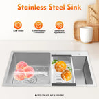 30 Inch Double Bowl Drop-In/Top mount Kitchen Sink