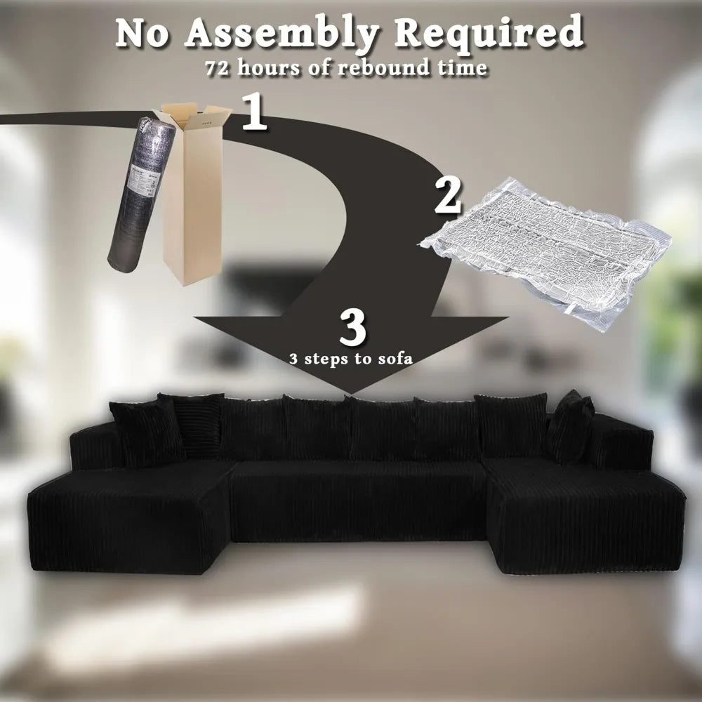 U Shaped Sleeper Sofa Bed with Deep Seat Chaise