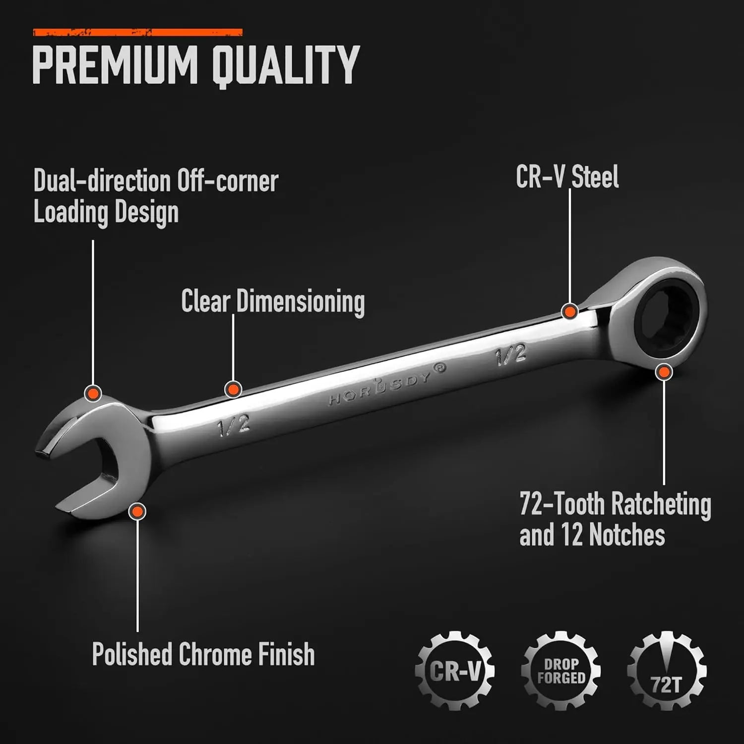 26-Piece Ratcheting Wrench Set with Organizer | Metric & SAE Sizes | 72-Tooth Chrome Vanadium Steel