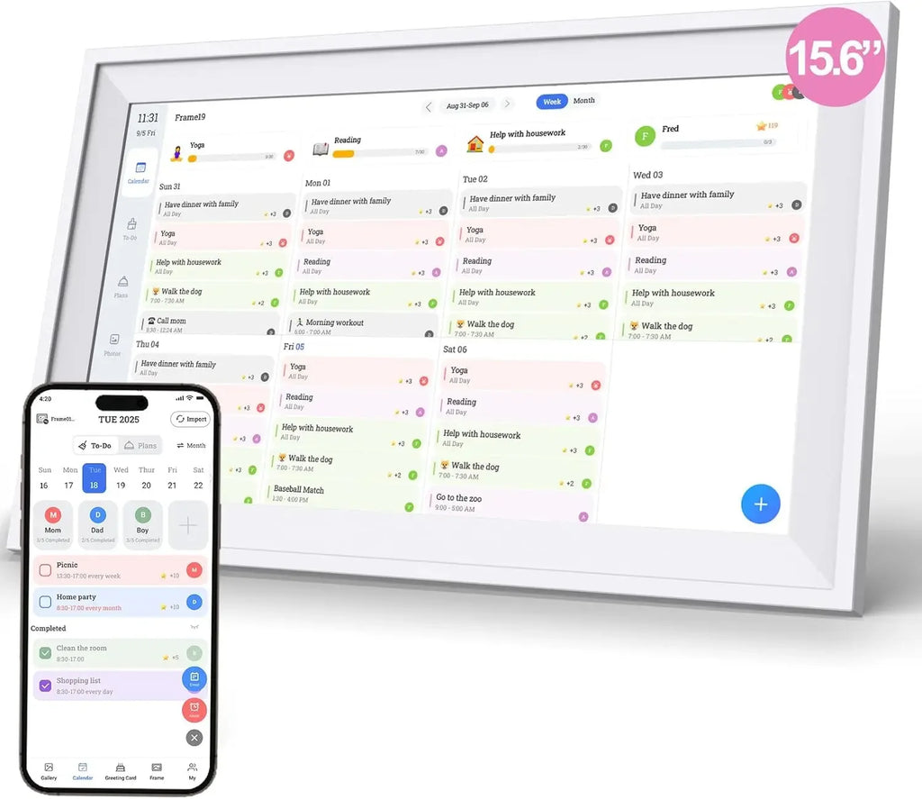 15.6 IN Digital Calendar Chore Chart IPS Interactive Touchscreen Electronic Calendar