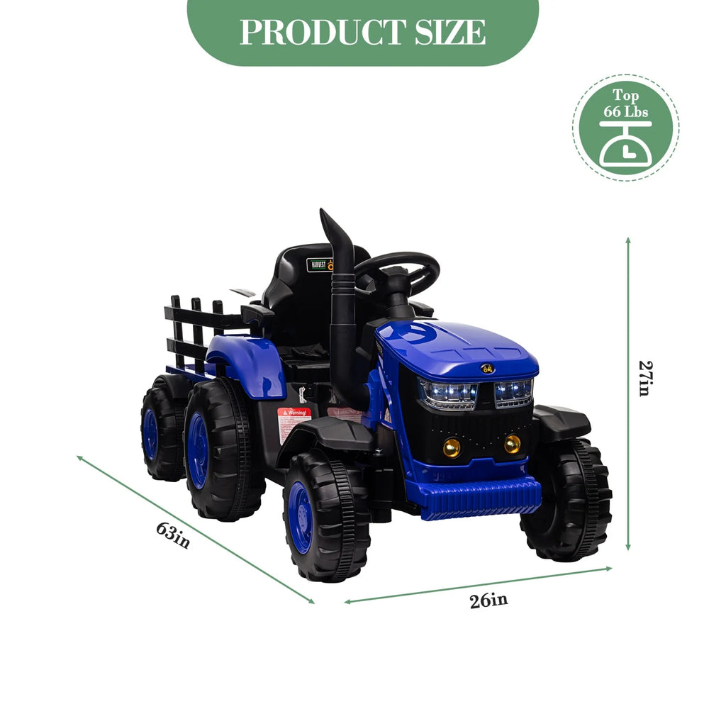 Ride on Tractor with Remote Control, 12V Battery Powered Electric Tractor and 35W Dual Motors for Kids