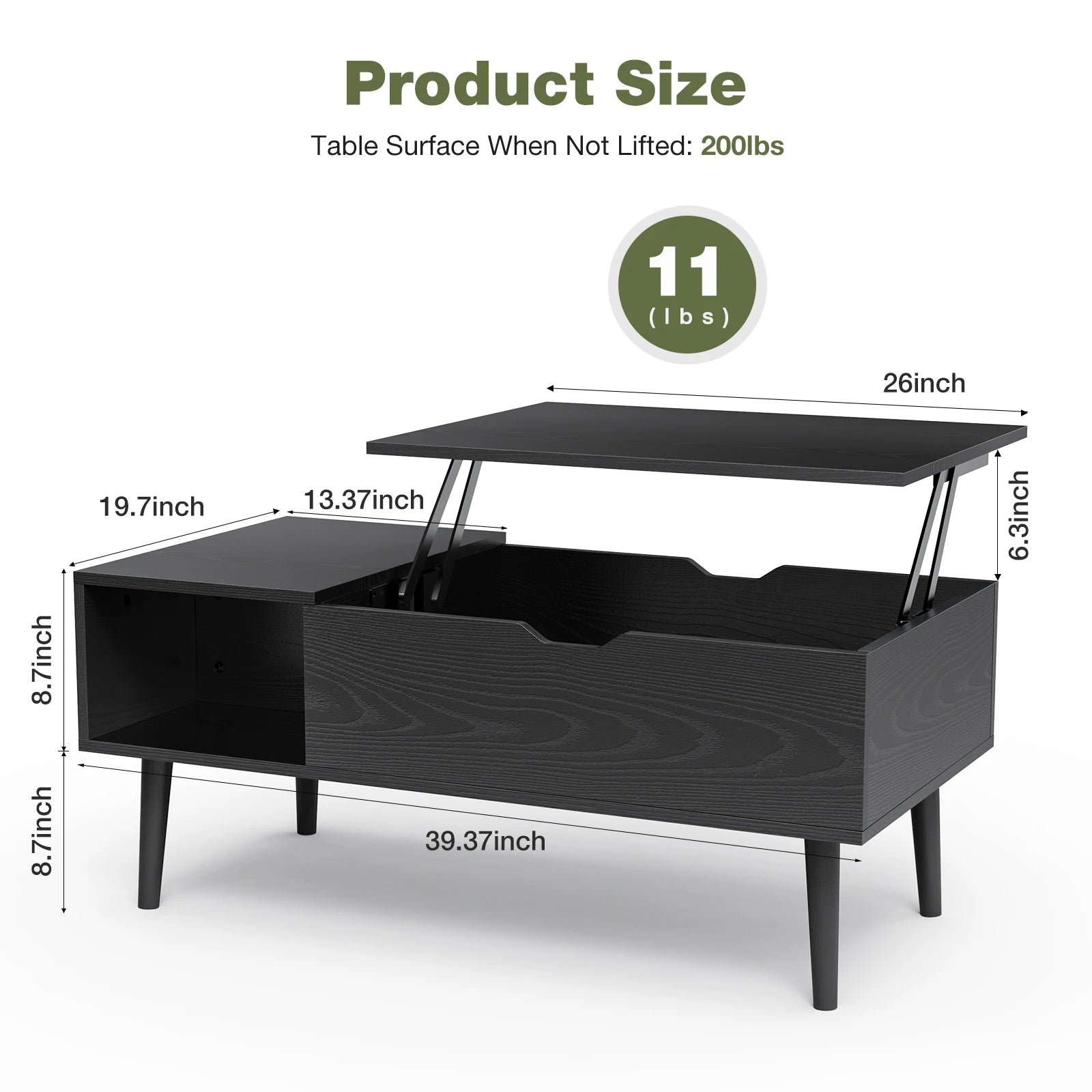 Lift Top Coffee Tables For Living Room 39.37"x19.7" Wood Dining Tables Adjustable Storage Shelf Easy Lift Or Lower